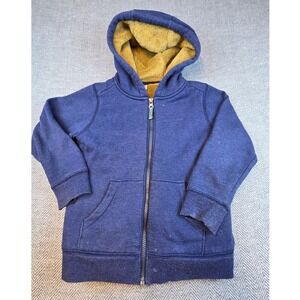 Carters Kid Boys Navy Blue Faux Fur Sherpa Lined Full Zip Hoodie Size 7 7A